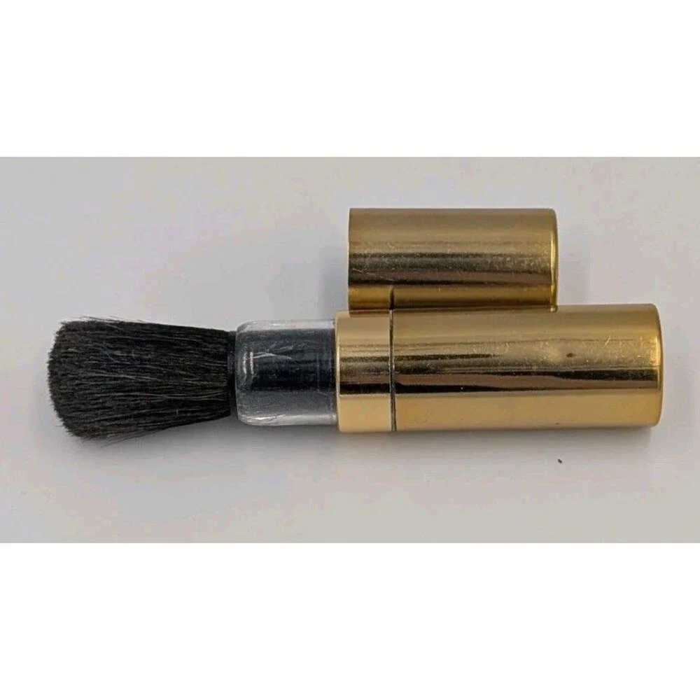 Vintage Gold Tone Retractable Makeup Brush Travel Lipstick Cosmetic Applicator